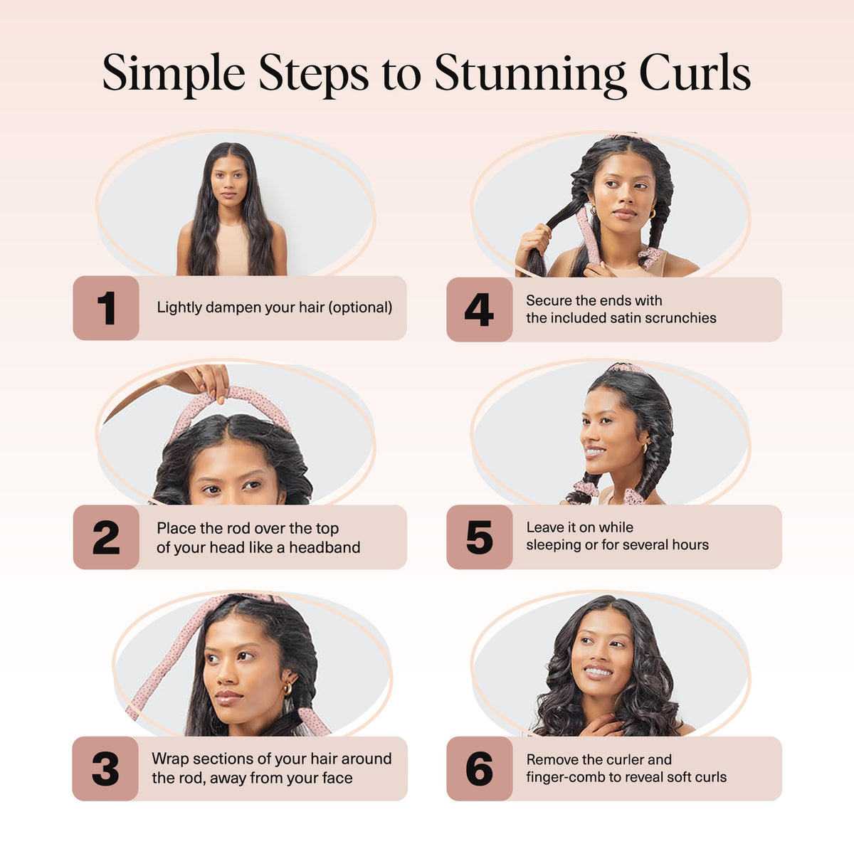 Kitsch finished curls after unwrapping showing soft waves and defined volume