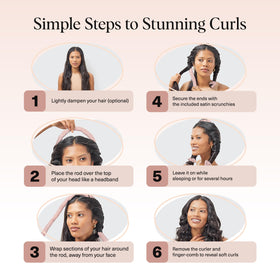 Kitsch finished curls after unwrapping showing soft waves and defined volume