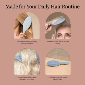 Kitsch brush on curly hair, enhances curl bounce and definition