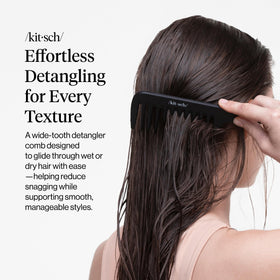 Kitsch curved handle closeup offering a non-slip grip for steadier combing