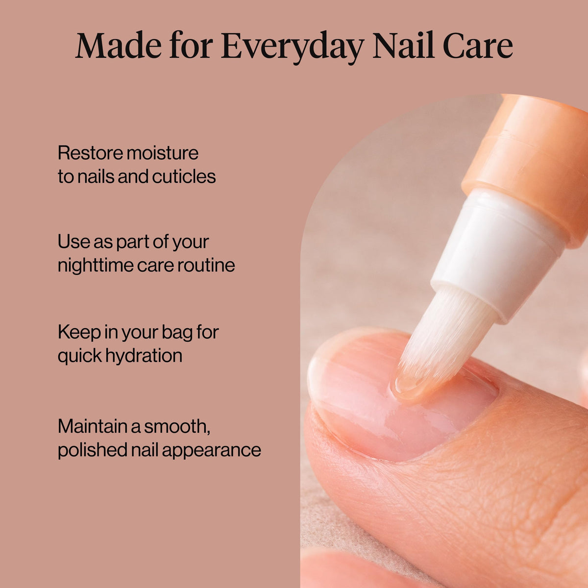 Kitsch pen applying oil on a nail bed to soften cuticles and prevent splitting