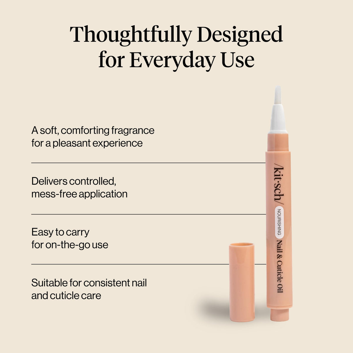 Kitsch pen held in hand showing travel-friendly size and portability benefits
