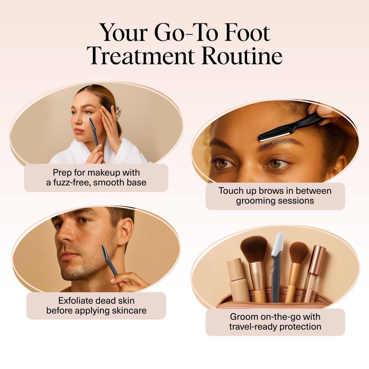 Kitsch dermaplane razor trimming eyebrow showing precise shaping advantage