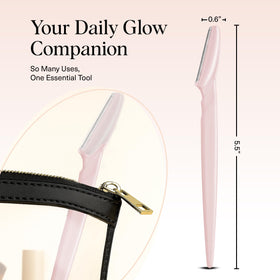 Kitsch facial razor shaving cheek to reveal smoother, brighter skin