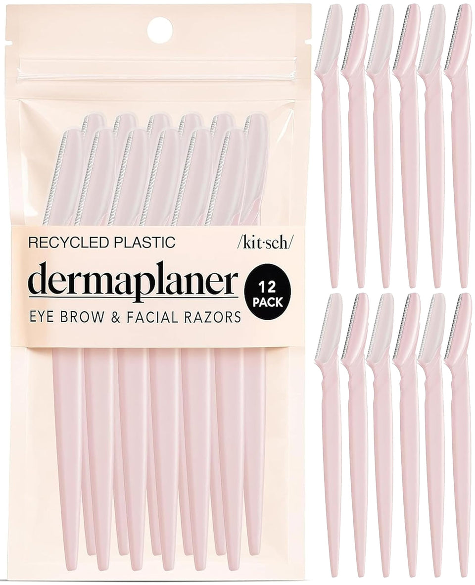 Kitsch dermaplane razor front packaging showing blush color and convenience