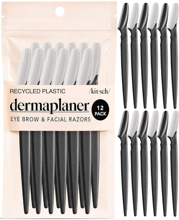 Kitsch dermaplane razor front packaging showing compact travel-ready set and clarity