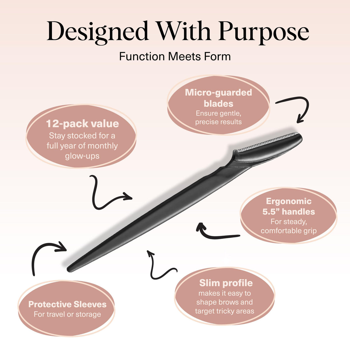 Kitsch dermaplane razor in hand showing scale and easy maneuverability