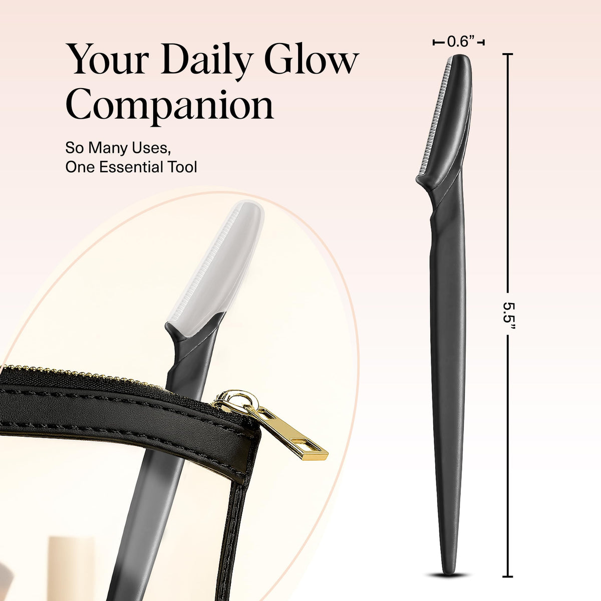 Kitsch dermaplane razor used on cheek illustrating smooth exfoliation benefit