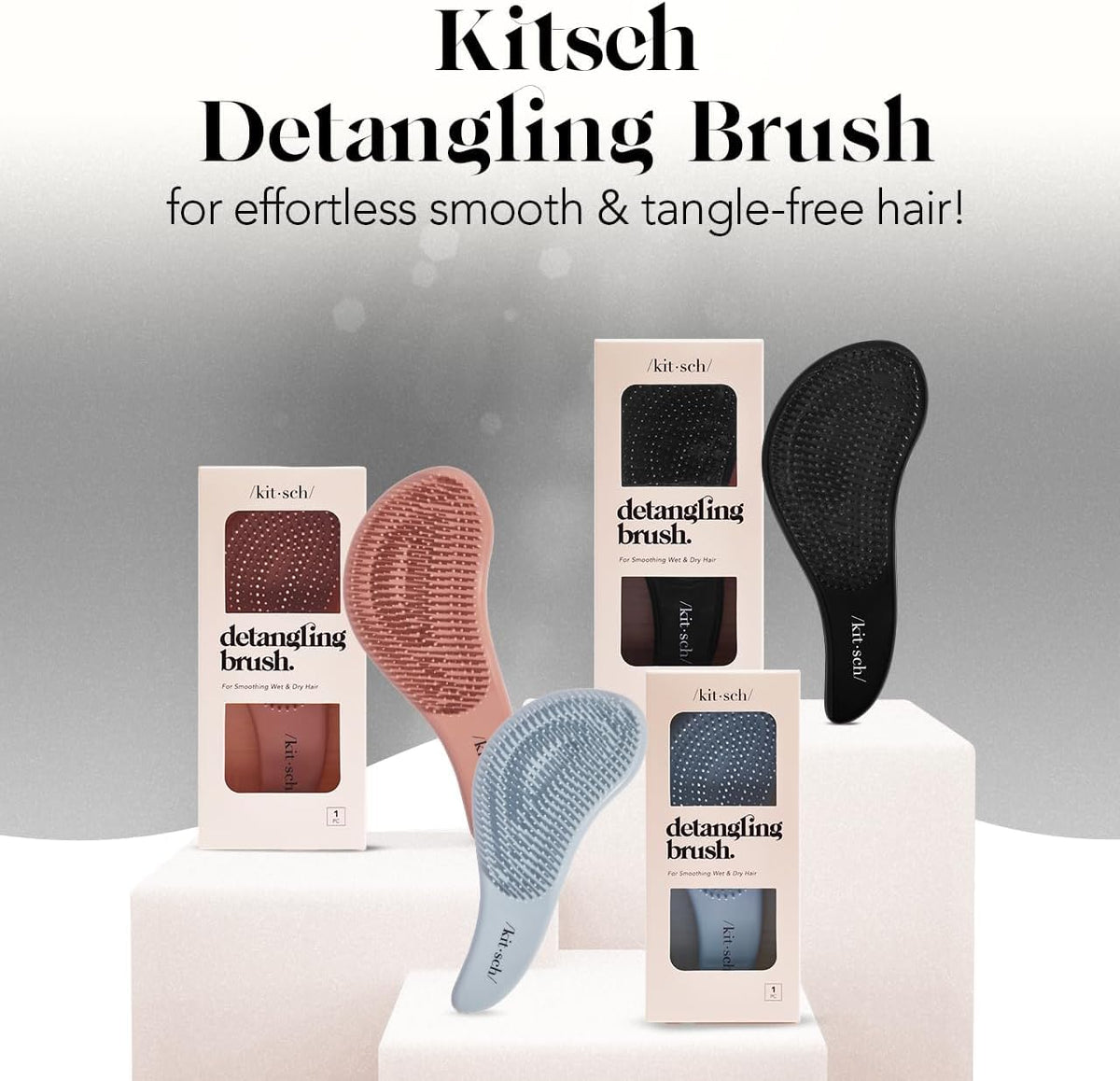Kitsch black matte handle detail highlighting ergonomic grip for controlled brushing