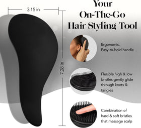 Kitsch close-up of flexible bristles demonstrating gentle glide to reduce breakage