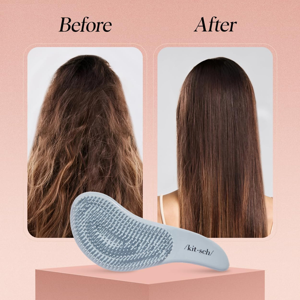 Kitsch detangler brush detangling curly hair to smooth and separate strands
