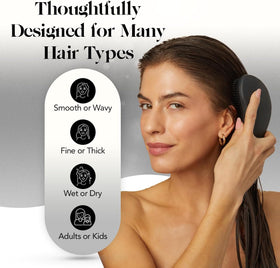 Kitsch bristles on scalp delivering calming massage and improved comfort while brushing