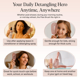 Kitsch brush with leave-in conditioner applied, improving product distribution and shine