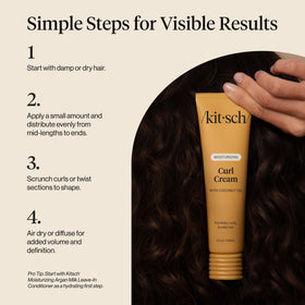 Kitsch curl cream used while diffusing hair to show volume and enhanced curl shape