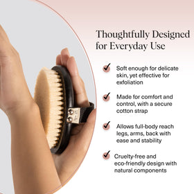 Kitsch ergonomic wooden handle displayed to show comfortable grip for full-body brushing