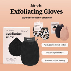Kitsch mitt next to body lotion highlighting prep for better product absorption