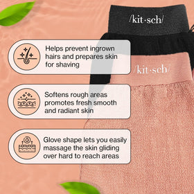 Kitsch exfoliating mitt close texture highlighting deep exfoliation action