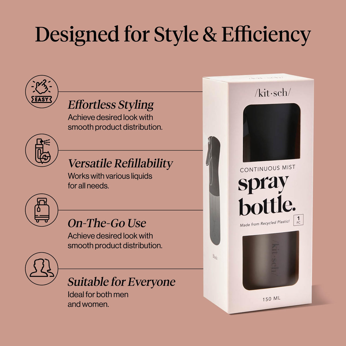 Kitsch fine mist spraying over hair showing even coverage without soaking