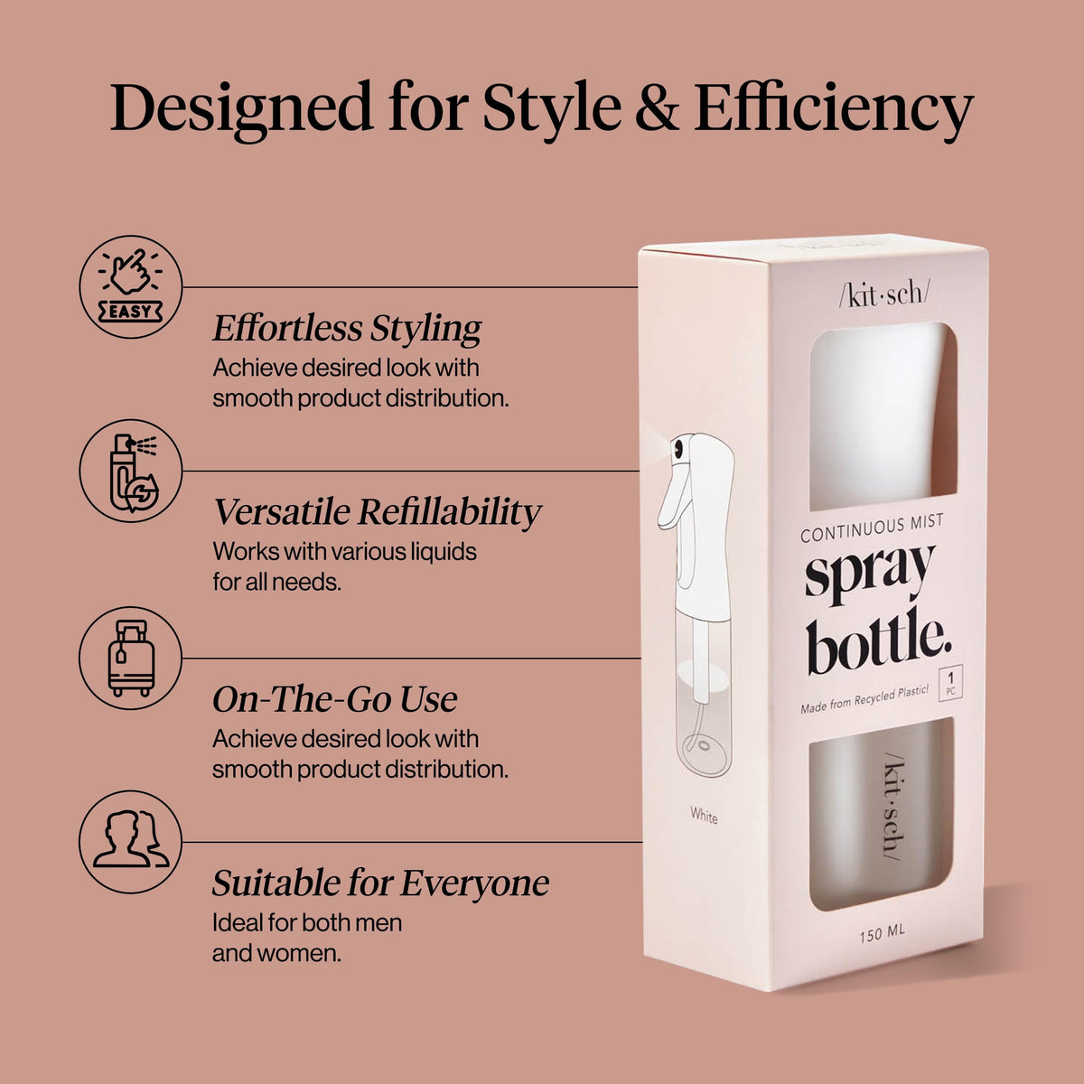 Kitsch spraying fine mist onto hair to refresh curls and evenly distribute moisture