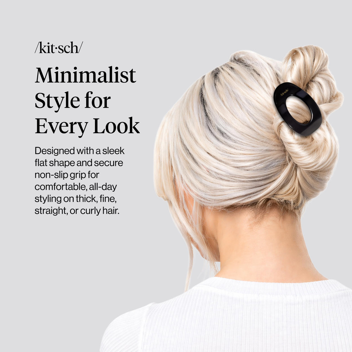 Kitsch flat claw clip profile close-up highlighting lightweight comfort