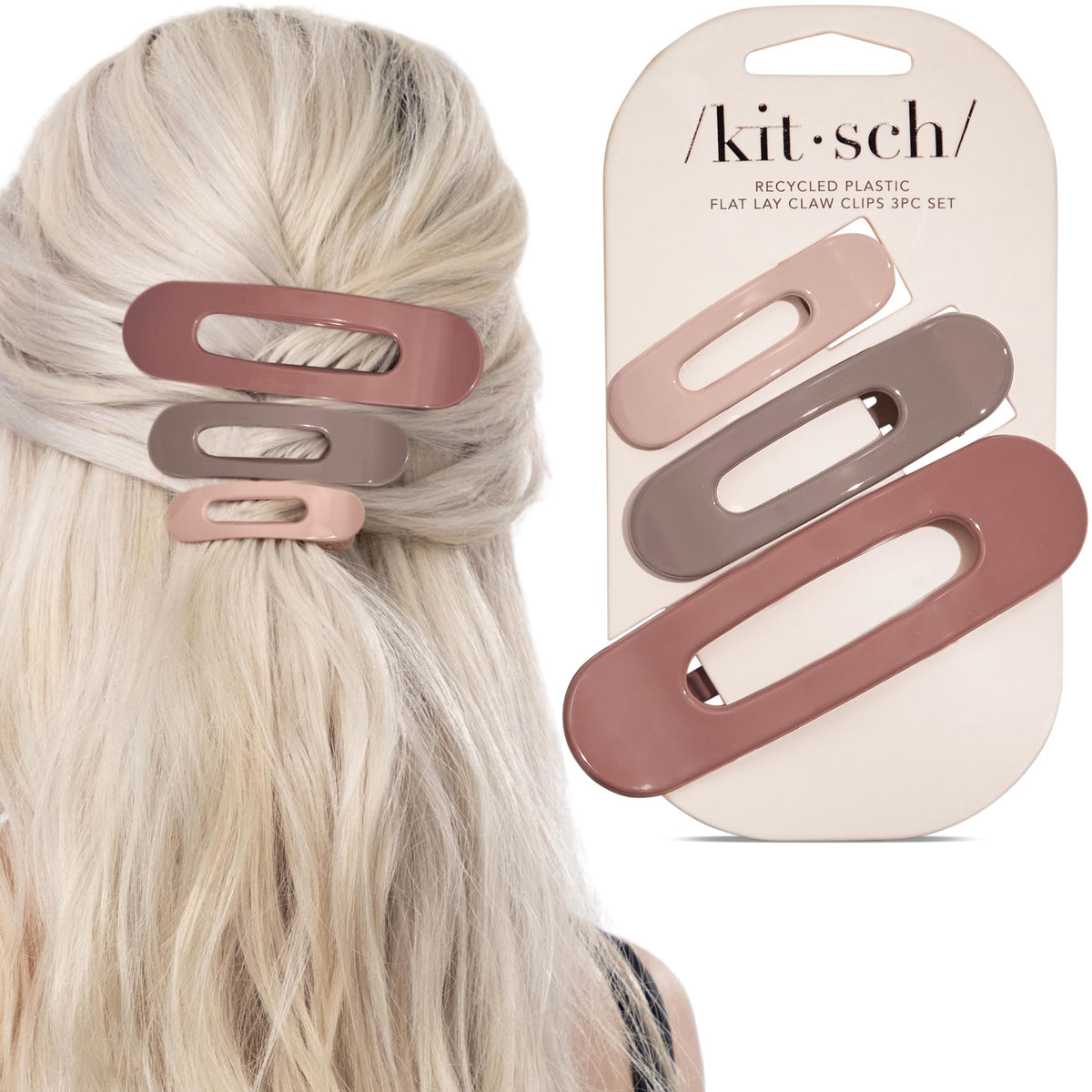 Kitsch flat claw front view showing glossy terracotta finish and secure hold