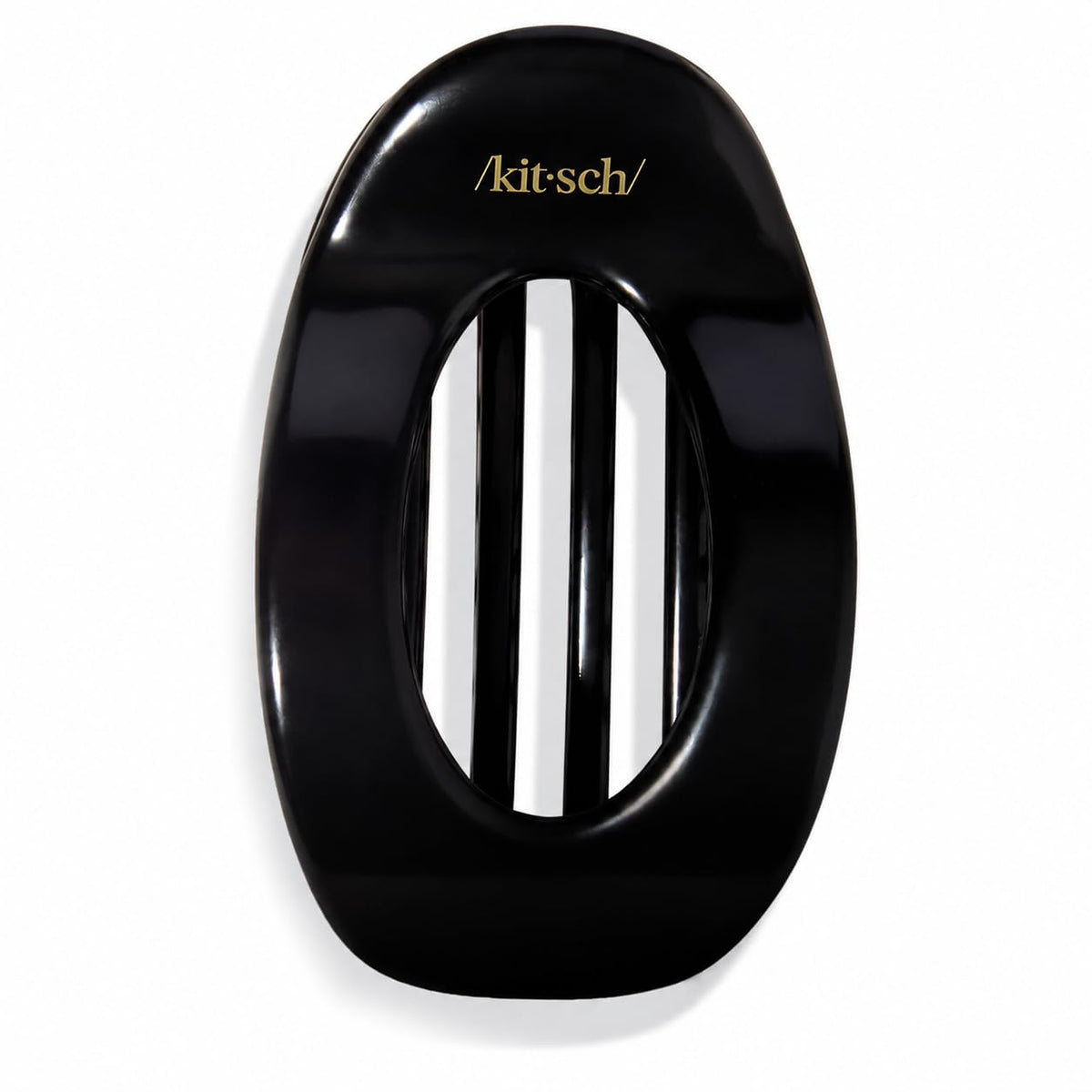Kitsch front view of black flat claw clip showing clean silhouette and sleek finish