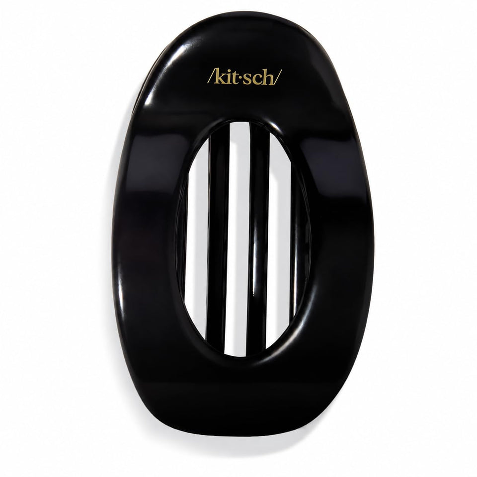 Kitsch front view of black flat claw clip showing clean silhouette and sleek finish