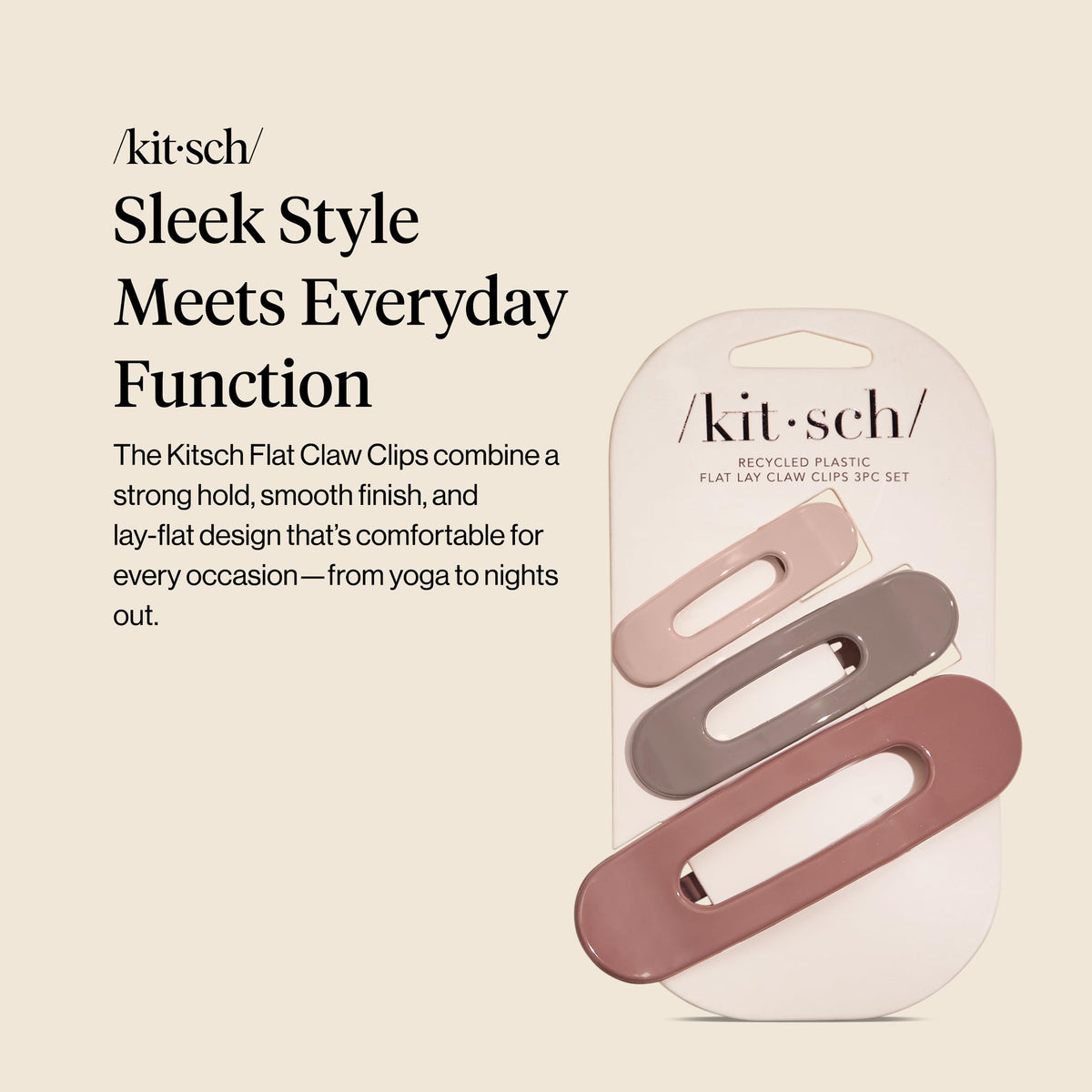 Kitsch flat claw side profile demonstrating lay-flat design and comfortable fit