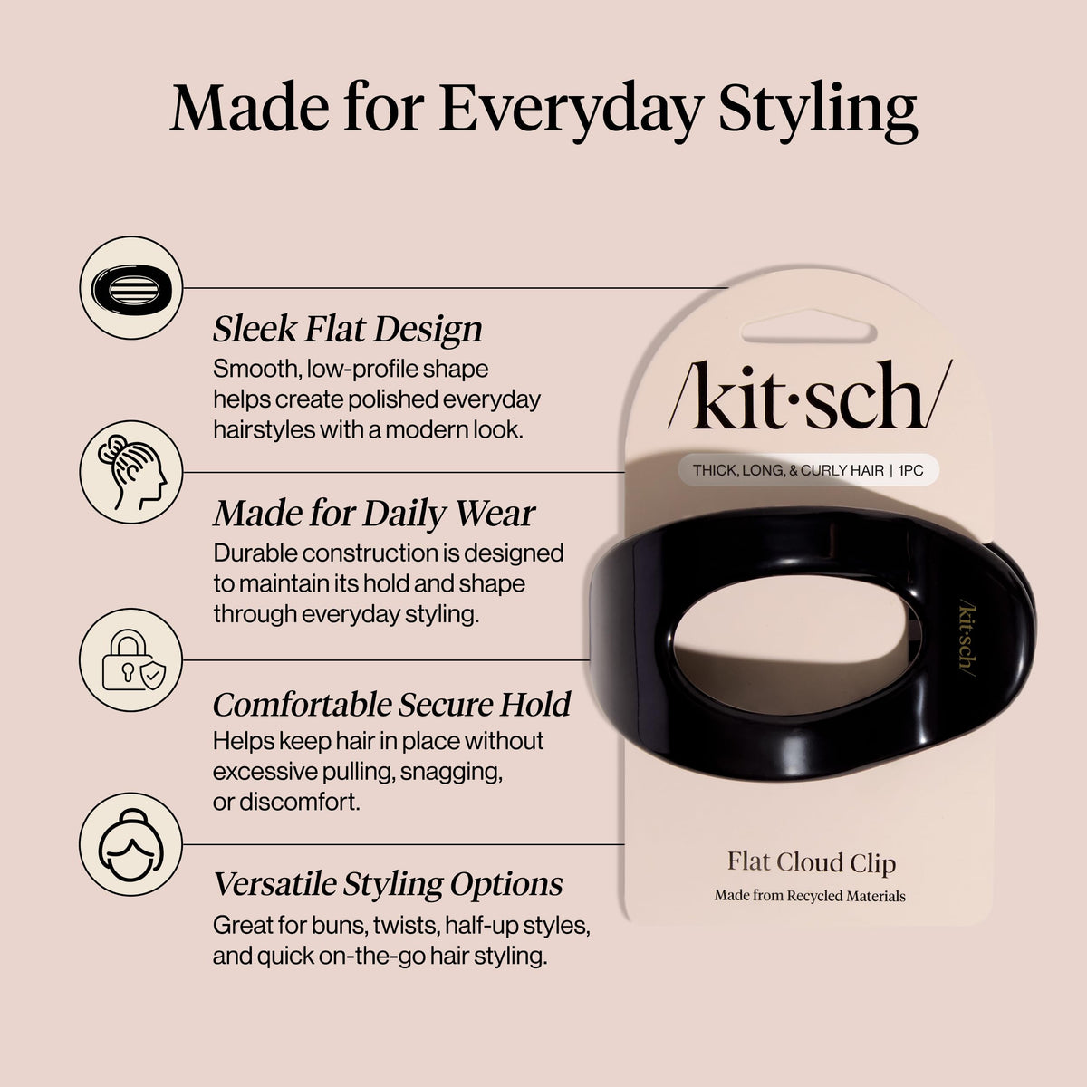 Kitsch teeth close-up revealing wide non-slip claws for secure hair grip