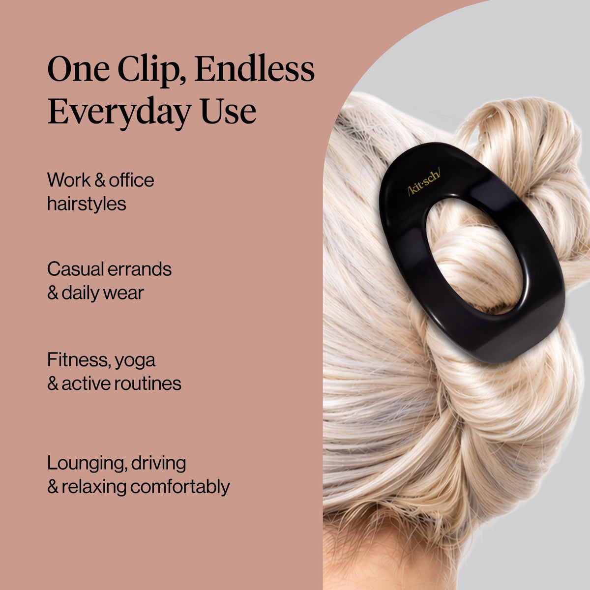 Kitsch clip worn under a hat showing comfort and no pressure points