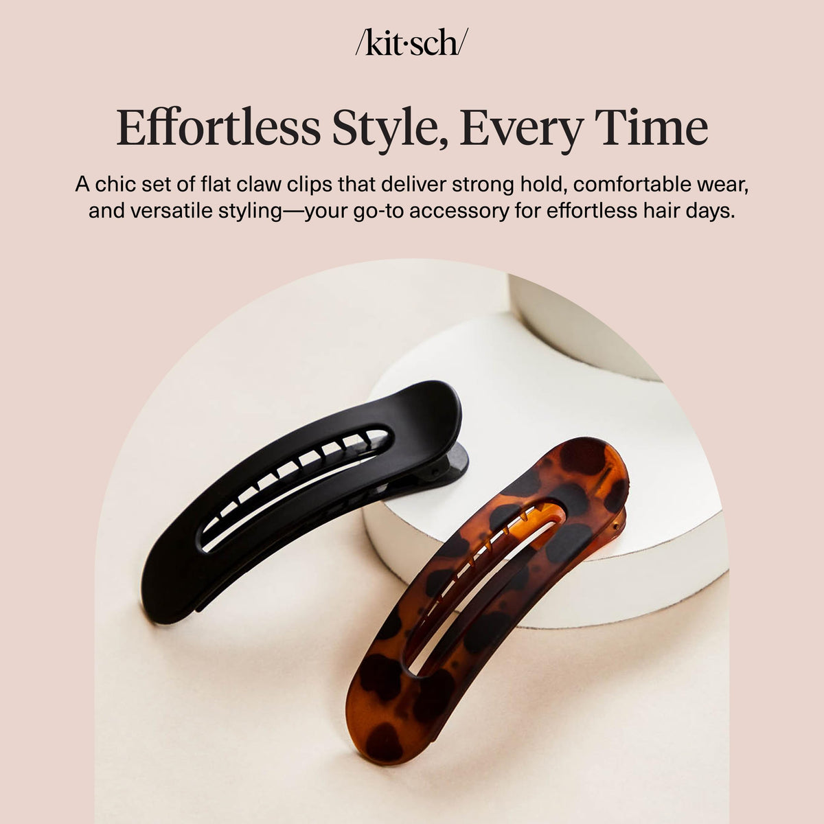 Kitsch clips packed in beach bag illustrating travel-ready secure styling