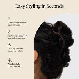 Kitsch clip securing a messy bun to show quick styling use and no-pull comfort for busy mornings