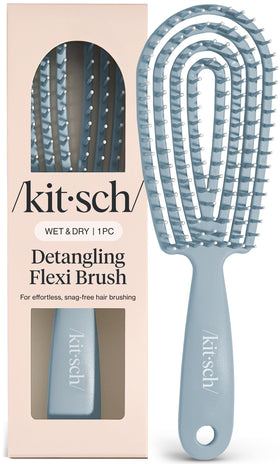 Kitsch brush front view in haze blue showing ergonomic shape and easy grip