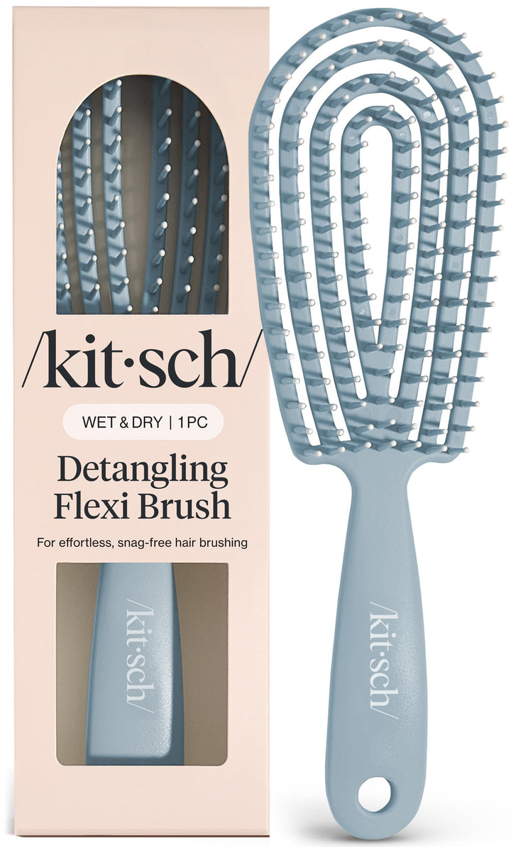 Kitsch brush front view in haze blue showing ergonomic shape and easy grip