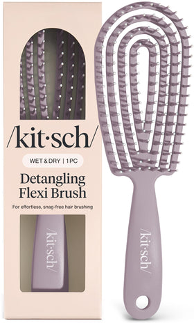 Kitsch brush front view showing soft violet finish and ergonomic shape for gentle detangling