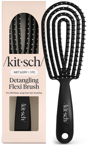 Kitsch front view of brush showing ergonomic shape and smooth detangling action