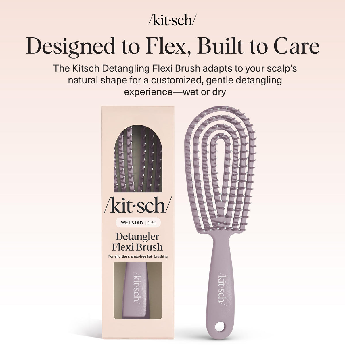 Kitsch brush gently detangling a child's hair for comfortable, low-tension brushing