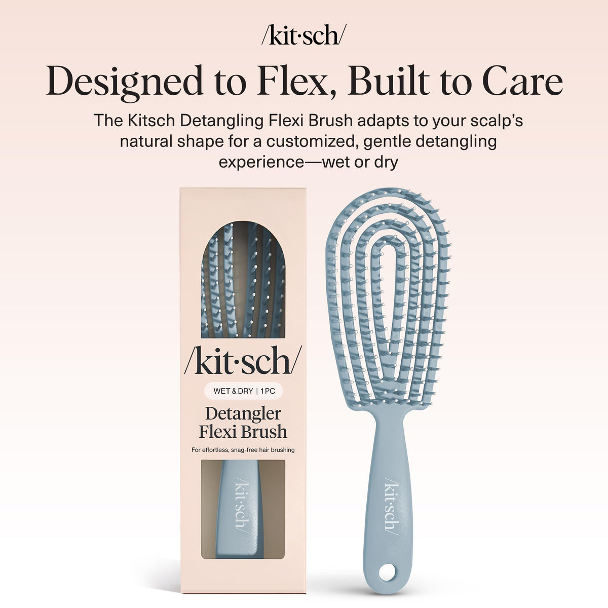 Kitsch brush packaging flat lay ready to unbox with product information visible