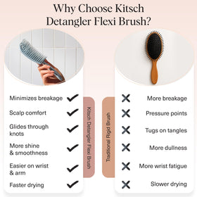 Kitsch brush bent to show flexible frame adapting to scalp contours