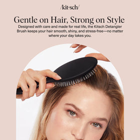 Kitsch brush staged in bathroom to illustrate everyday styling routine