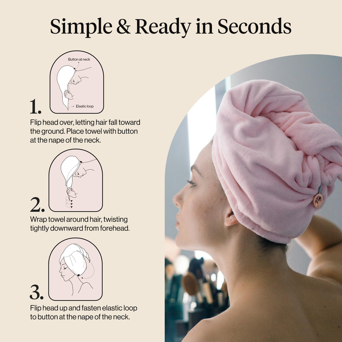 Kitsch folded towel in bag showing easy packing and quick-dry convenience