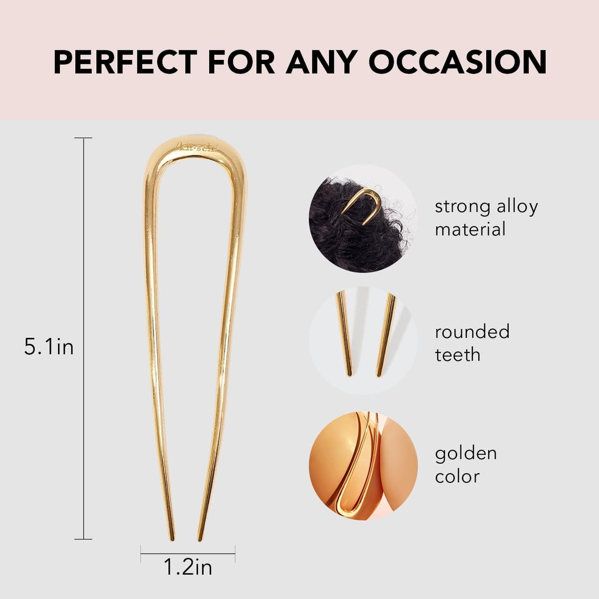 Kitsch hair pin close-up of smooth anti-rust finish for snag-free use