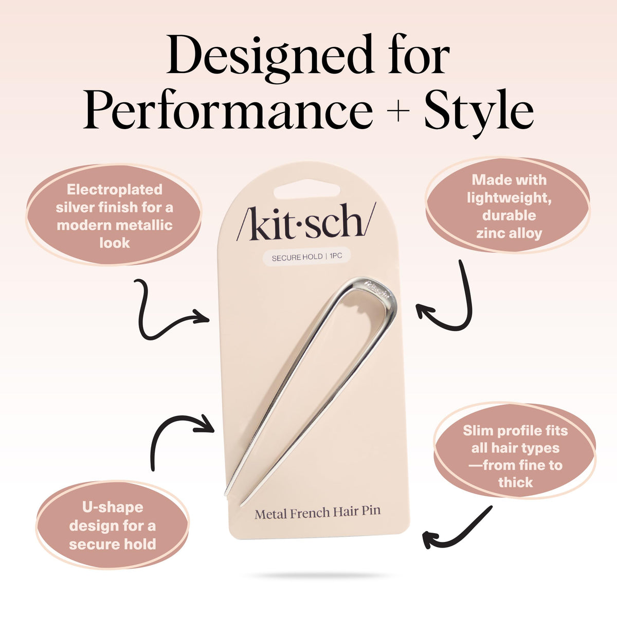 Kitsch hair pin beside a credit card demonstrating compact travel-friendly size