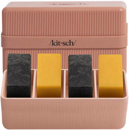 Kitsch front closed terracotta case showing compact travel benefit