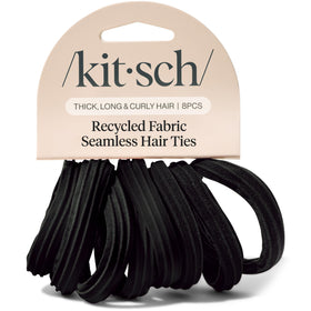 Kitsch front packaging showing eight black no-damage hair ties and benefits