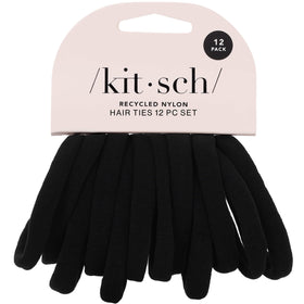 Kitsch front packaging showing 12 black hair ties and compact benefit