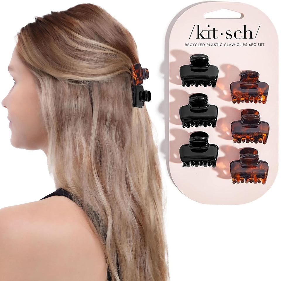 Kitsch small clips front view showing black and tortoise colors and secure hold