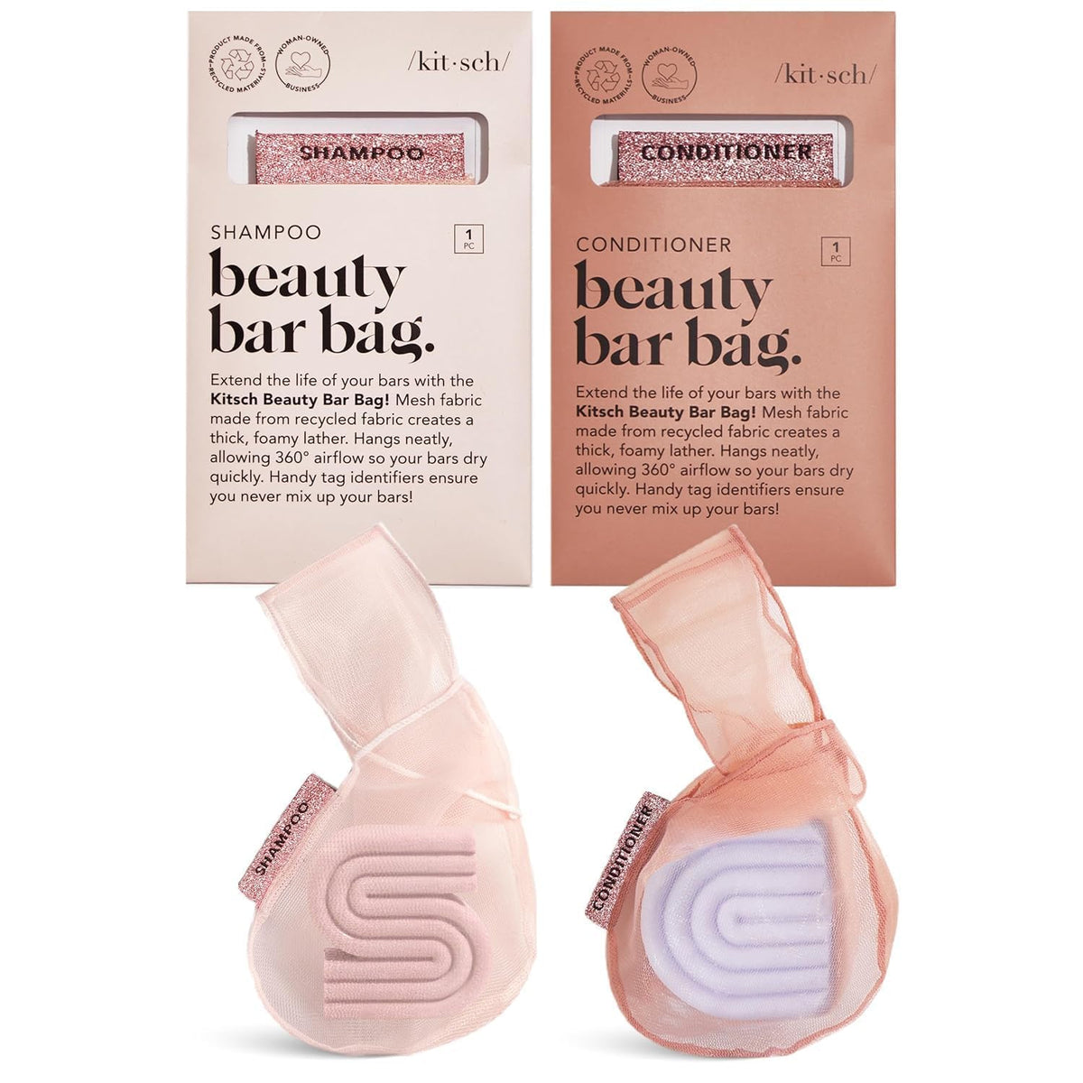 kitsch front packaging showing blush and terracotta pouches, tidy travel storage benefit