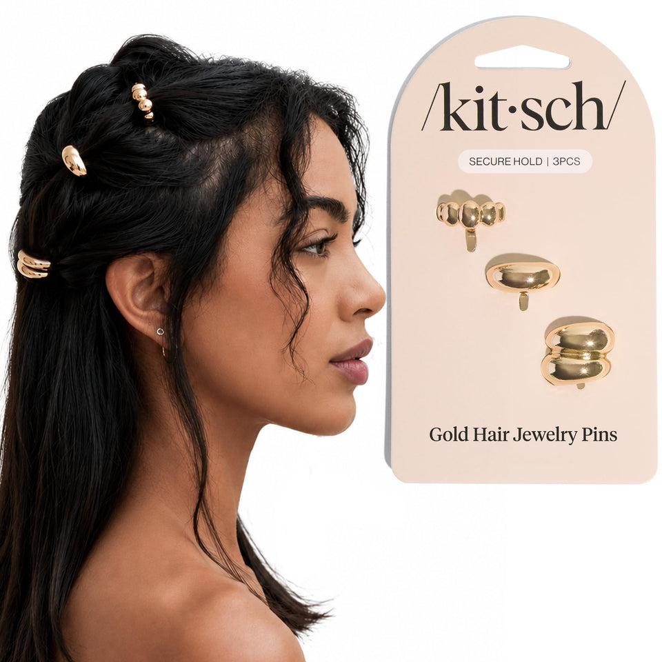 Kitsch front view of gold cloud pins highlighting packaging and wearable style