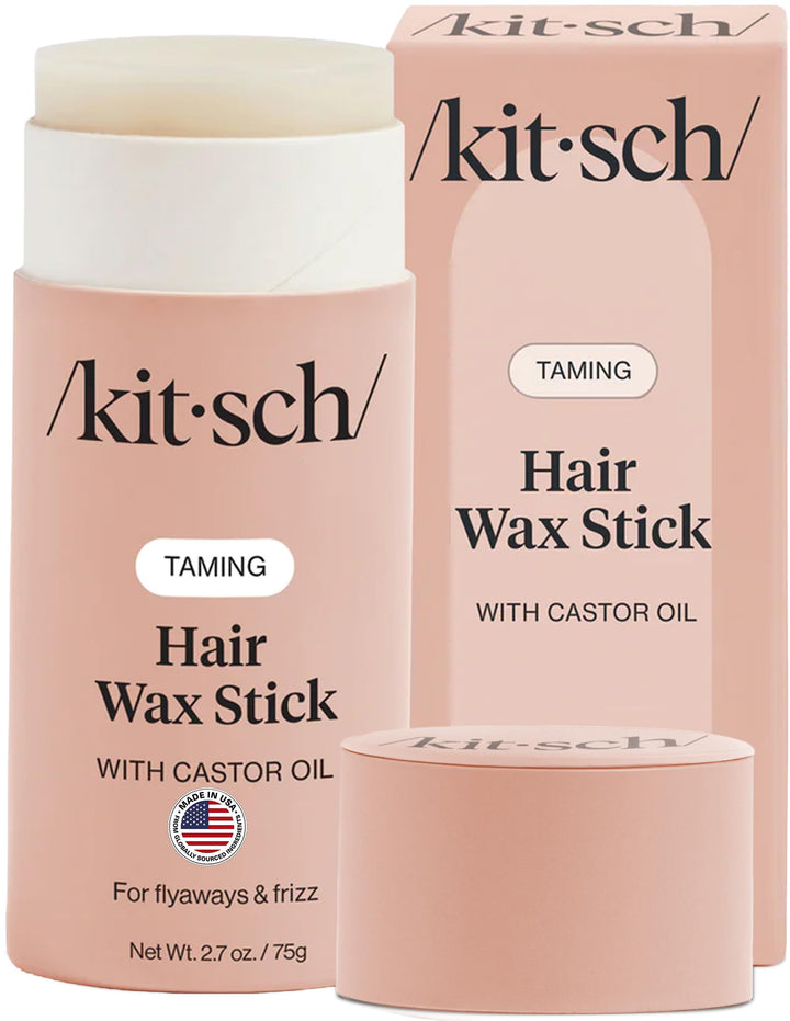 Kitsch front packaging showing compact travel-ready hair wax stick benefit